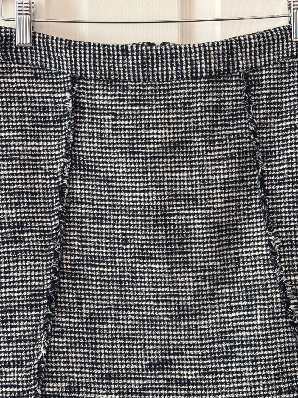 Zara Fringe Seamed Mini Skirt - Blue & White Tweed Size S - Picture 5 of 8